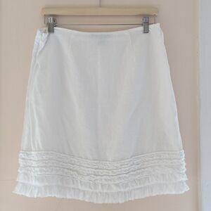 Tommy Bahama Two Palms Tiered Ruffle Linen Skirt Short White Size 6